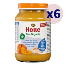 Holle 홀레 호박 치킨 맛 5개월 아기 과일 퓨레 190g 6개