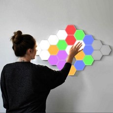 양자측정기 양자분석측정기 LED 터치 민감한 벽 램프 자기 모듈 형 육각형 조명 Helios 양자 데코 홈 야간, 3pcs white+US Adapter, 1개