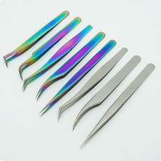 실키 핀셋. 속눈썹 연장 펌 파마 네일 미용 재료, 1개, 컬러 아이(I) 타입