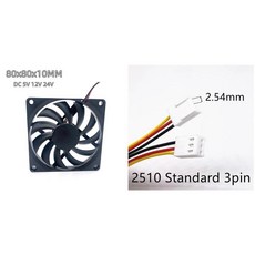초박형 컴퓨터 냉각 선 오일 베어링 볼 핀, 6) 24V 3PIN - 없음 RGB - Black, 4. 24V 3PIN, 1개