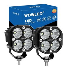 WOWLED 플러드 큐브 LED 포드 2개 8.1cm3.2인치 작업 조명 투광 도랑 오프로드 운전 안개등 4X4 트랙터 바 램프 트럭 SUV UTV ATV 해양 보트 12V 24V, WOWLED 플러드 큐브 LED 포드 2개 8.1cm3
