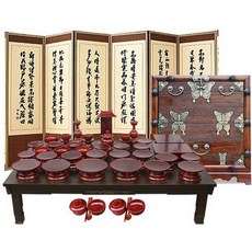 박씨상방 3종155 남원고급효제기(신형)물푸레47P + 황토색추사김정희6폭병풍 + 신나비오동(조각)제기보관함