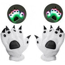 LED 손가락 깜박이는 곰 발 장갑-루윈 참신 조명 업 글로우 블링크 쇼 늑대 인간 고양이 몬스터 의상을위한 소품 장난감, 단일옵션
