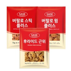 사세 버팔로스틱1kg+버팔로윙1kg+후라이드근위1kg, 3개, 1kg