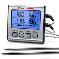 ThernoPro 고정밀 바베큐온도계 오븐온도계 고기 튀김 기름 조리용온도계, 1개