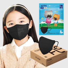 플로우마스크 KF94 마스크 귀안아픈 숨쉬기편한 새부리형 소형, 1개입, 50개, 블랙 1매입, 50개, 블랙