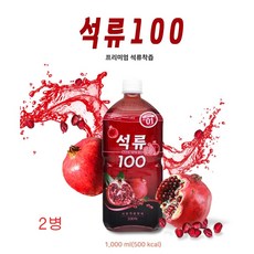 석류100 석류착즙원액100% 석류즙 석류 주스 엑기스 엘라그산 물넣지않은 NFC착즙, 2개, 1000ml