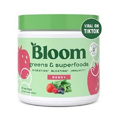 Bloom Nutrition 그린 슈퍼푸드 슈퍼 그린스 파우더 주스 amp 스무디 믹스 완전한 전체 식품 프로바이오틱스 소화 효소 및 항산화제, 말린 씨앗, 30인분 (1팩)