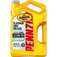 펜조일 5W-30 플레티넘 하이 마일리지 자동차 엔지오일 4.73L Pennzoil Platinum High Mileage Full Synthetic 5W-30, 1개, 15W-30