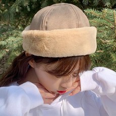 겨울 모피 솔리드 스웨이드 비니 스키장 비니 볼캡