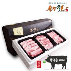 [문경쑥돈직영] 한돈 1+등급 고급선물세트 1.5kg 삼겹살+목살+가브리, 1개