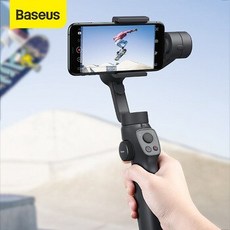 [해외] BASEUS 3 축 핸드 헬드 짐벌 안정기 블루투스 SELFIE 스틱 카메라 비디오 안정제 홀더 폰 삼성 액션 카메라, Black