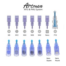 MTS 반영구 메이크업 눈썹 마이크로 블레이딩 문신 바늘 카트리지 M9 M12 M36 M42 P18 Artmex V8 V6 V3 기계에 사용 5 개, 나노 3D