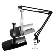 SHURE MV7 / 슈어 팟캐스트 XLR USB 하이브리드 듀얼 마이크 / 암스탠드 포함, 블랙