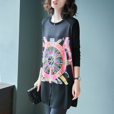 유나점포 백삼나무 의류 우창점 봄계절 플라워 프린트 패치워크 BH6013 블랙 균일, 본상품