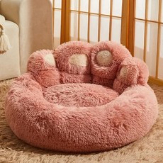 푹신한 반려동물 침대 귀여운 곰 발 강아지 둥근 고양이 강아지집, 1개, A.L-60cm