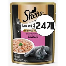 쉬바 고양이 주식 파우치, Tuna Crab stick/참치와 게살, 70g, 24개