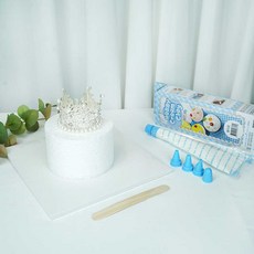 크림 클레이 케이크 모형 만들기 DIY 세트 브라이덜샤워 백일 환갑 파티 소품, 스티로폼(12x8), 티아라(실버)