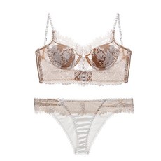 Texbo 속눈썹 레이스 투명 섹시한 속옷 얇은 U 모양대형 Backless 통기성 뷰티 브래지어 세트