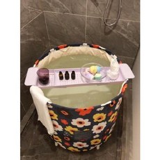 성인 접이식 월풀 이동식 간이욕조 목욕통 어른들은 두꺼운 목욕통으로 전신 큰 욕조 욕조에, 04 작은 국화 5겹 면+봉지