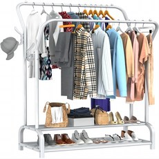 ELSECHO 다용도 튼튼한 스탠딩 행거 1/2 단 쌍봉옷 걸이 조립식 옷걸이, 쌍봉옷 W110, 흰색