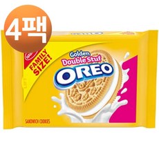 Oreo Double Stuf Golden Vanilla 오레오 더블 스터프 골든 바닐라 샌드위치 쿠키 패밀리 사이즈 20oz 4팩