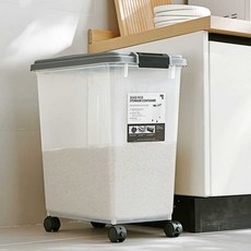 업소용 쌀통 대형 보관함 방충 저장 가정용 30kg 50kg 밀봉 이동식 밀가루통 밀폐 바퀴, 6. 그레이-46x29x52cm (바퀴 포함), 1개