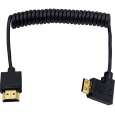 Duttek 미니 HDMI to 케이블 초박형 수 - 코일 케이블 지원 4K 울트라 HD 1080p 3D 프로젝터 모니터 캠코더HDMI 2.02.5m/8.2피트 1119, Left Angled 1.2M