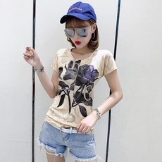 [폼나지] 꽃무늬 슬림핏 반팔 티셔츠 빅사이즈 (BS1320)