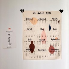 아인스토어 감성 소품 일러스트 2021년 패브릭 달력 벽걸이 천 캘린더