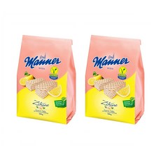 Manner Zitrone 마너 시트론 레몬 크림 크리스피 와퍼 웨이퍼 웨하스 스낵 과자 400g 2팩, 2개