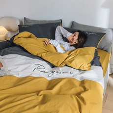 쏘요 남극인 풀패딩 4종 순면 코튼 워싱 이불커버 품 키트, 조안 강황
