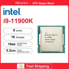 인텔 코어 i911900K i9 11900K 3.5 GHz 8 16 스레드 11 번째 DDR4 CPU 프로세서 16M 125W LGA 1200 게임용, 1개