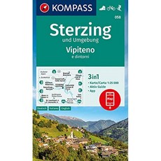 KOMPASS 하이킹지도 Sterzing 및 주변 Vipteno e dintorni : 3in1 하이킹지도 1 : 25000 오프라인 사용, 단일옵션
