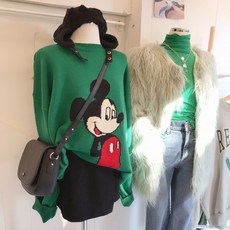 보블리에 / (남녀공용)비비드 뒷짐 Mickey 니트