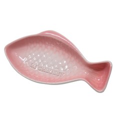 카운터 프랑스 르쿠르제 쿨 컬러 크고 작은 물고기 모양의 접시 물고기 접시 석기 식기, 중간 27cm 핑크