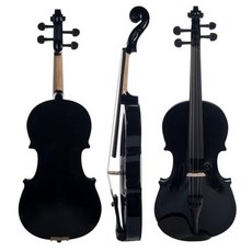 NAOMI 44 풀 사이즈 어쿠스틱 바이올린 컬러 Basswood 바이올린 블랙 Solidwood 장착 바이올린 운반 케이스 Brazilwood 활, Black, 1개