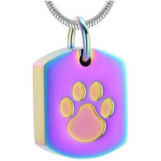 반려동물 유골용 화장 보석 개 고양이 유골함 목걸이 발 프린트 장례식 기념 펜던트 선물, Colorful, 1개