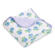 모슬린 아기 담요 100% 유기농 면 퀼트 경량 여아용 담요 6겹 119.4 x 119.4cm(47 47인치) 부드러운 아기방 속싸개 필수품(수국 프린트), 모슬린 아기 담요 100% 유기농 면, 퀼트 경량, 여