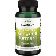 스완슨 Swanson 플 스펙트럼 Ginger & Turmeric 60 Capsules 2 Pack, 1, 2개