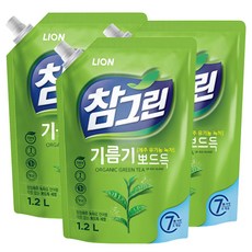 참그린 녹차 뽀드득 주방세제 1.2kg 리필, 1.2kg × 3개