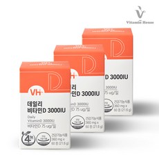 비타민하우스 비타민D 3000IU 파일애플맛 츄어블 60정, 21.6g, 3개