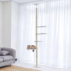  [국내매장정품] 가또블랑코 캣타워 먼치킨 아이언 캣폴+발판 4개, 먼치킨 기둥 아이보리_아이보리 발판 | 발판 4개+빅스 