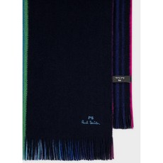 Paul Smith Merino Wool 'Sports Stripe' Scarf M2A-150F-L547-47-0 Navy
