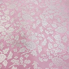 윤원단 돌박은사단19색 꽃무늬 플라워 예쁜 좋은 폴리에스터 한복 옷감 비단 천 원단 만들기, 02 연분홍, 1개