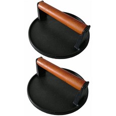Firsgrill Burger Press 18cm(7.1인치) 원형 튼튼한 주철 스매시 버거 프레스 고기 스테이크 나무 손잡이 포함 블랙스톤 캠프 셰프 핏보스 웨버 그리들 그, 1개