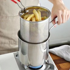 인덕션후라이펜 가정용 후라이펜 FRYING FAN 스테인레스 스틸 딥 프라이팬 프라이어 냄비 주방 스트레이너 치킨 프라이드 요리 도구, 4.Style D