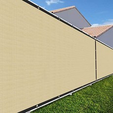 천막 1'x70 '베이지 황갈색 솔리드 비닐 코팅 폴리 에스터 메쉬 울타리 스크린 주거용 상업용 프리미엄 프라이버시 울타리 스크린 맞춤 (1' FT x 70' FT Beige), 1' FT x 70' FT, Beige