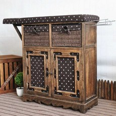 꽃무늬 간이 서랍장 수납 다리미판 세트 뜨개질 원단, 1개, 3. 화이트