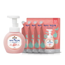 아이깨끗해 유아 손 세정제 복숭아향 본품 250ml 1개+ 리필 200ml x4 세트, 1개